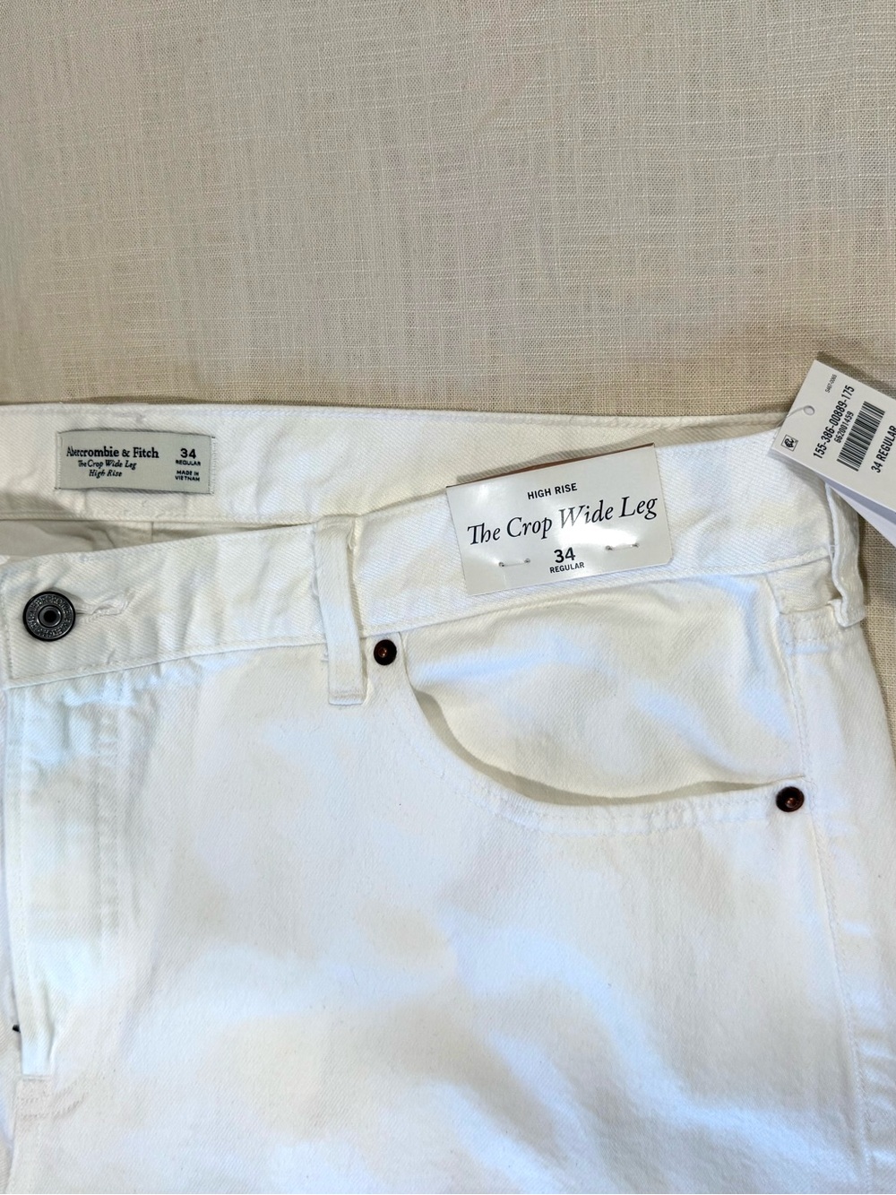 Abercrombie & Fitch White Crop Wide Leg Jeans